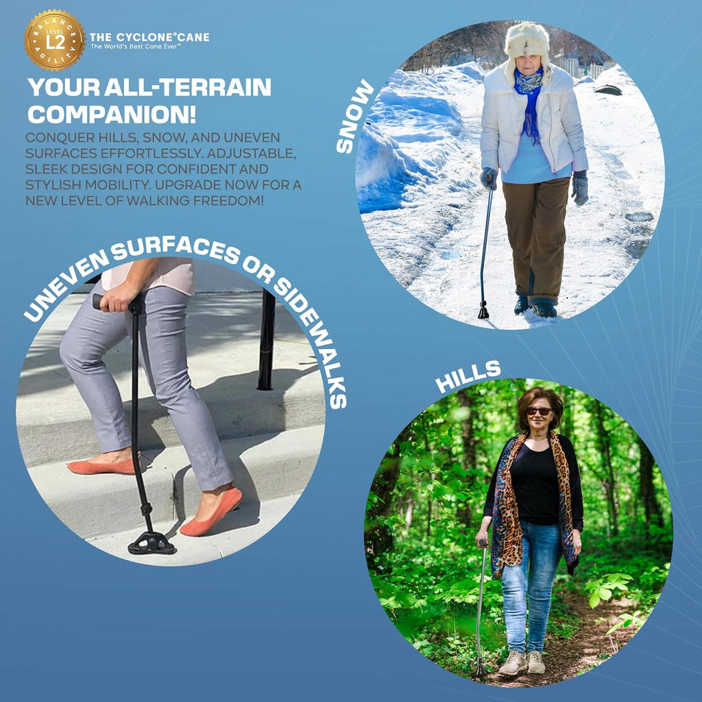 Dynamo Cyclone Adjustable Walking Cane with V-Tech Handgrip for Stability

