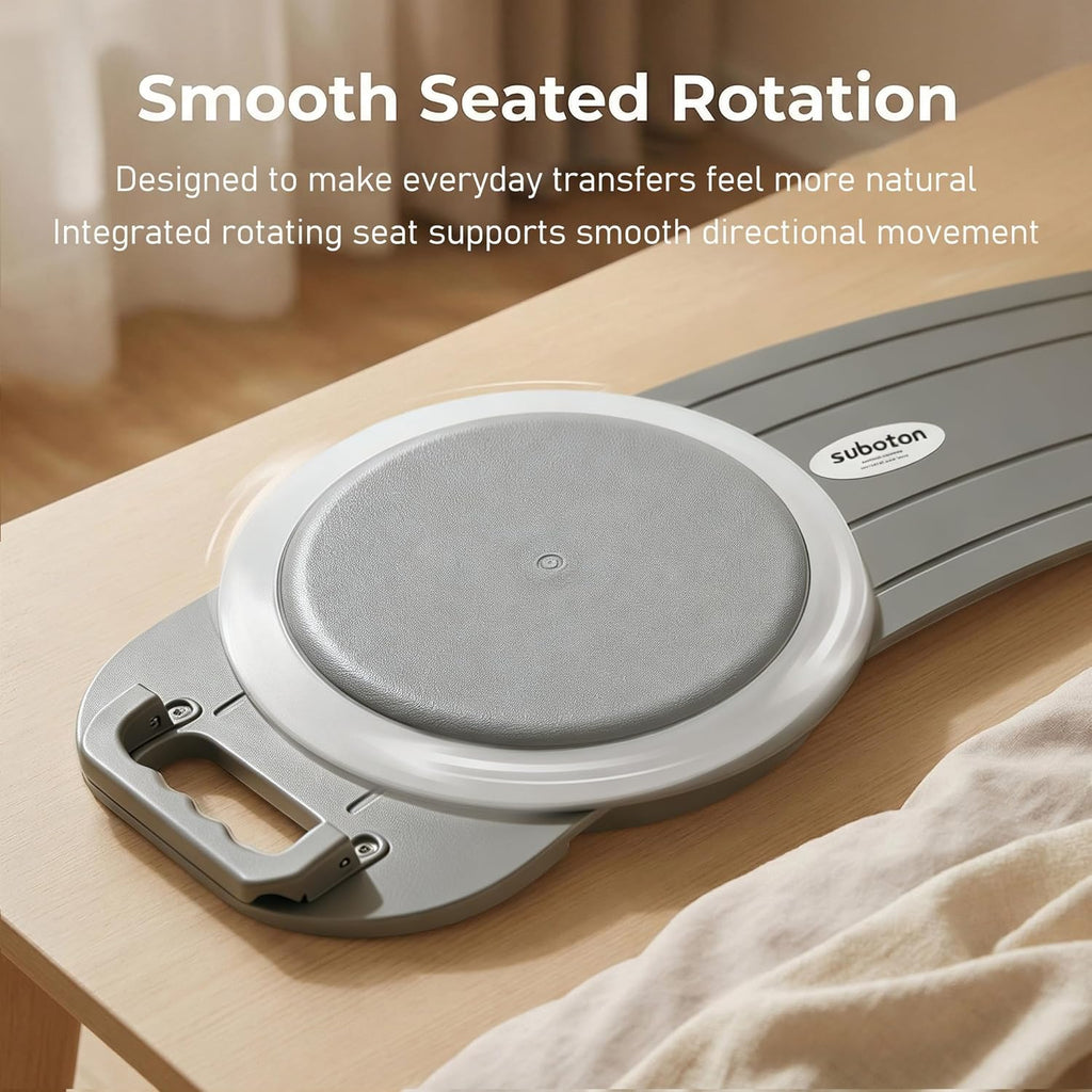 Heavy-Duty Wheelchair Transfer Board with Turntable, Dual Assisted Handles, Non-Slip

