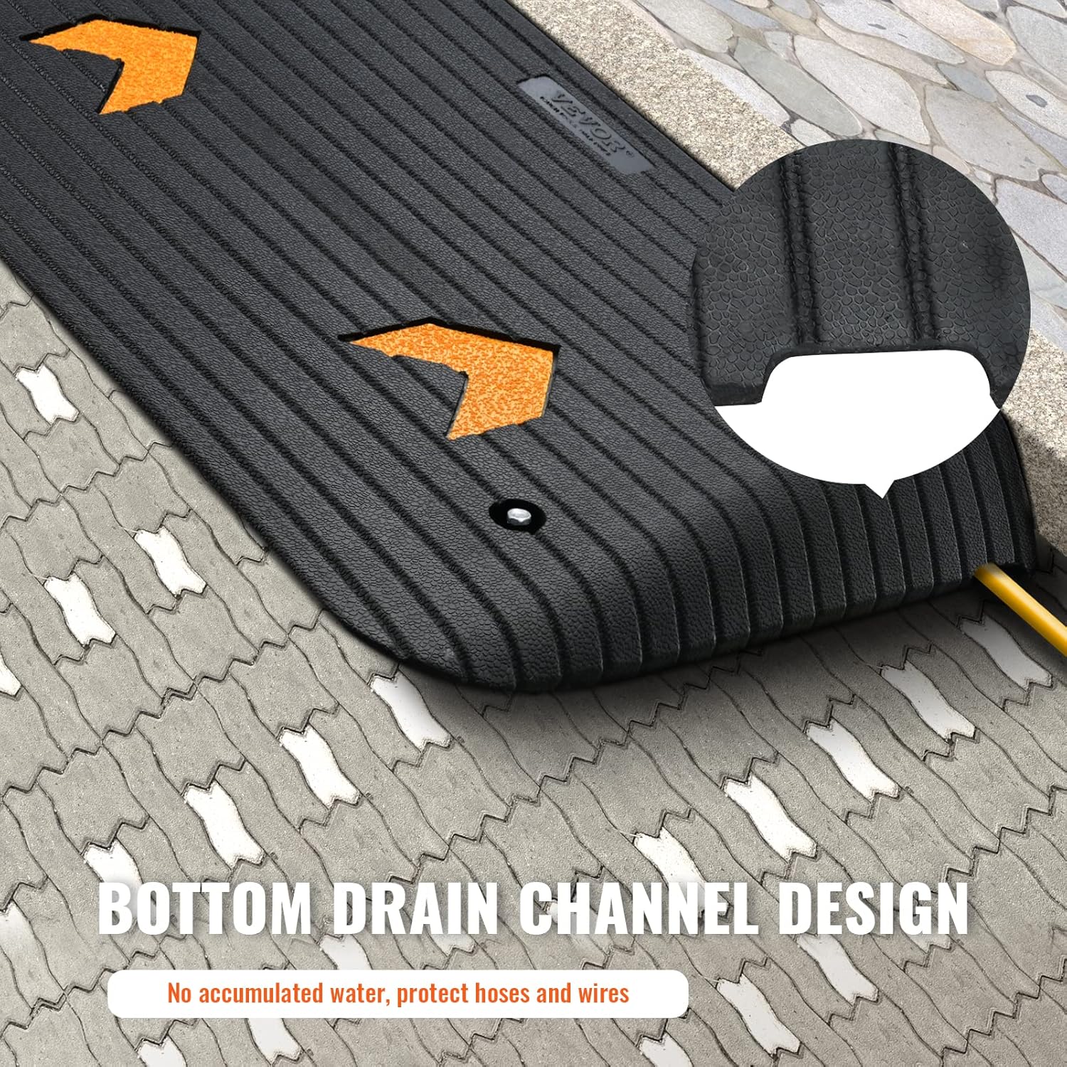 VEVOR Rubber Threshold Ramp for Wheelchair and Scooter, Non-Slip Doorway Ramp

