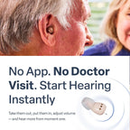 Audien Atom One OTC rechargeable wireless hearing aids with charging dock

