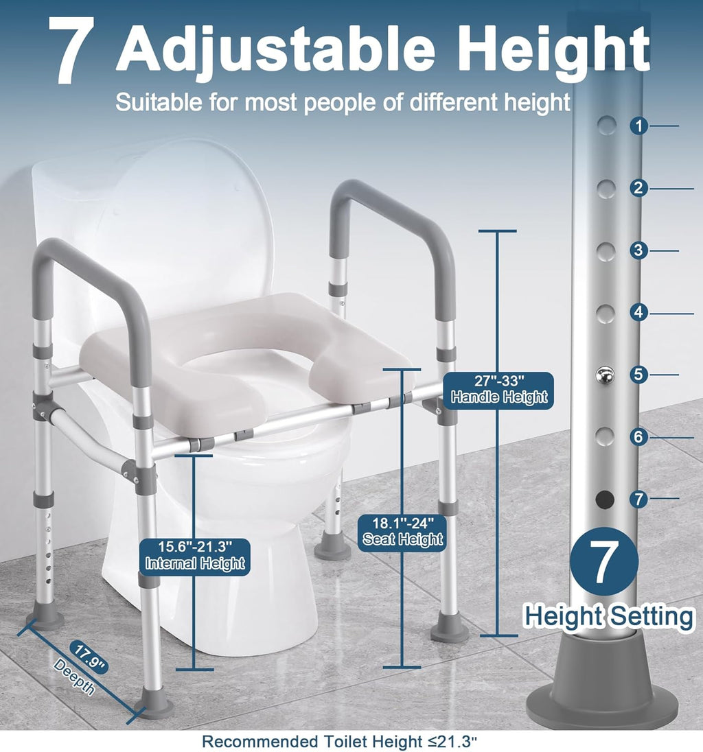 HOMLAND Raised Toilet Seat with Handles, Padded Elevated Toilet Riser, 400 lb Capacity

