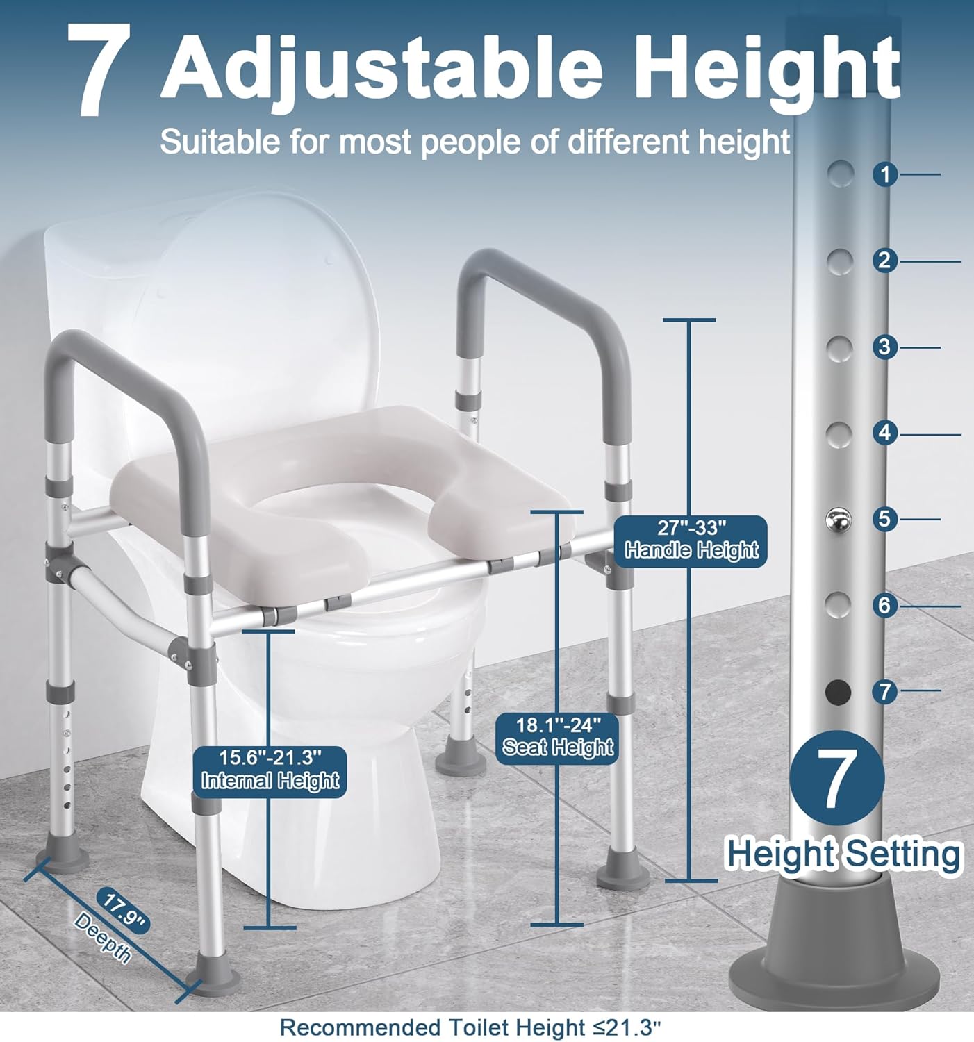 HOMLAND Raised Toilet Seat with Handles, Padded Elevated Toilet Riser, 400 lb Capacity

