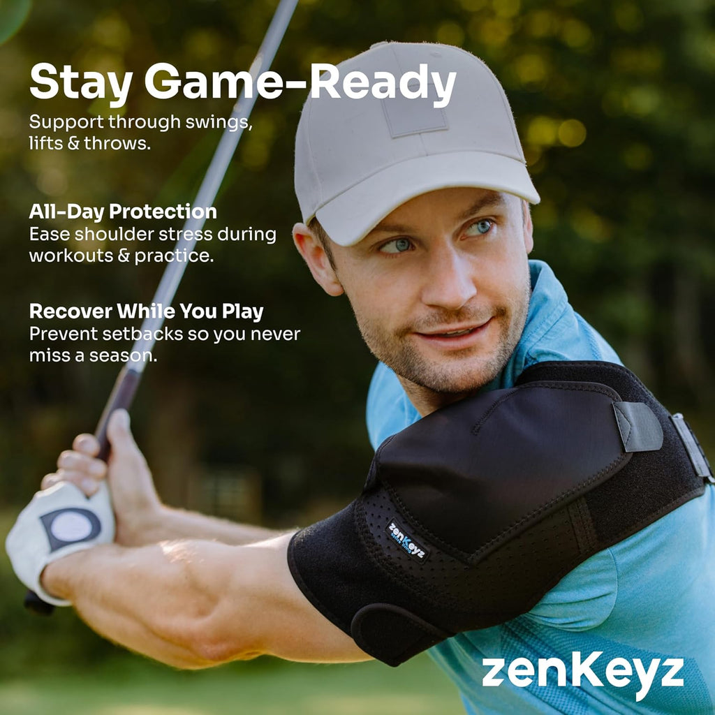 ZENKEYZ Shoulder Brace for Men and Women with Rotator Cuff Support and Pocket

