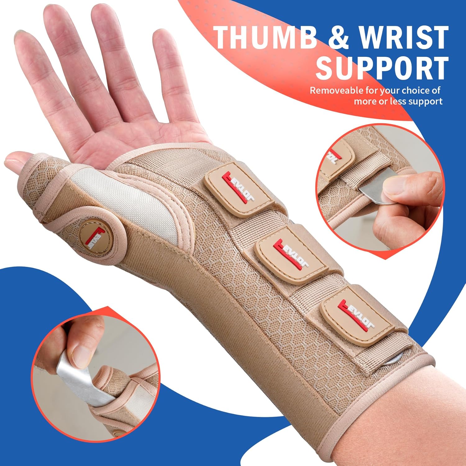 FEATOL Thumb Spica Splint Wrist Brace for Carpal Tunnel and De Quervain Night Support

