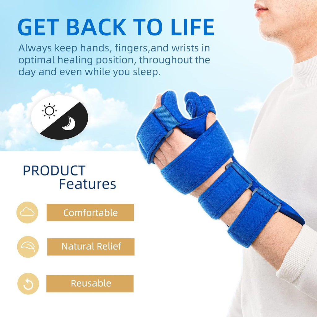 Fanwer Resting Hand Splint for Stroke Recovery, Carpal Tunnel, Arthritis, Tendonitis

