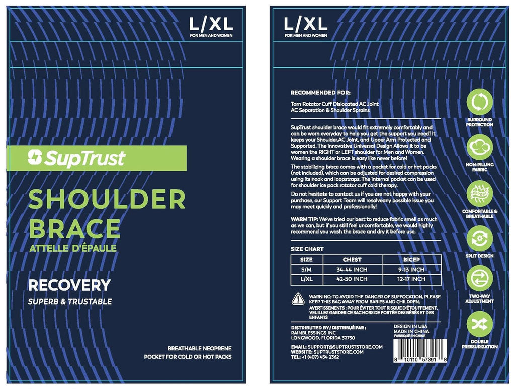 Suptrust Shoulder Brace for Women and Men, Adjustable Shoulder Support Sleeve Wrap

