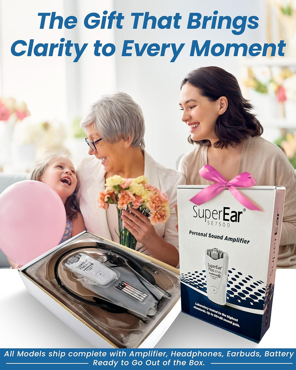 SuperEar SE7500 Personal Sound Amplifier for Seniors, 50 dB Ambient Sound Boost

