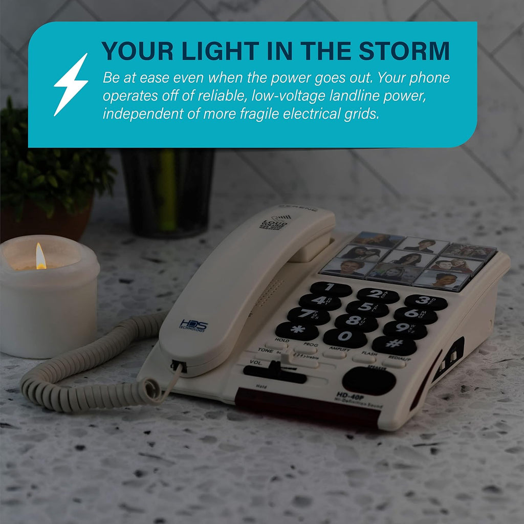 Serene Innovations Amplified Big Button Landline Phone for Seniors, Photo Speed Dial

