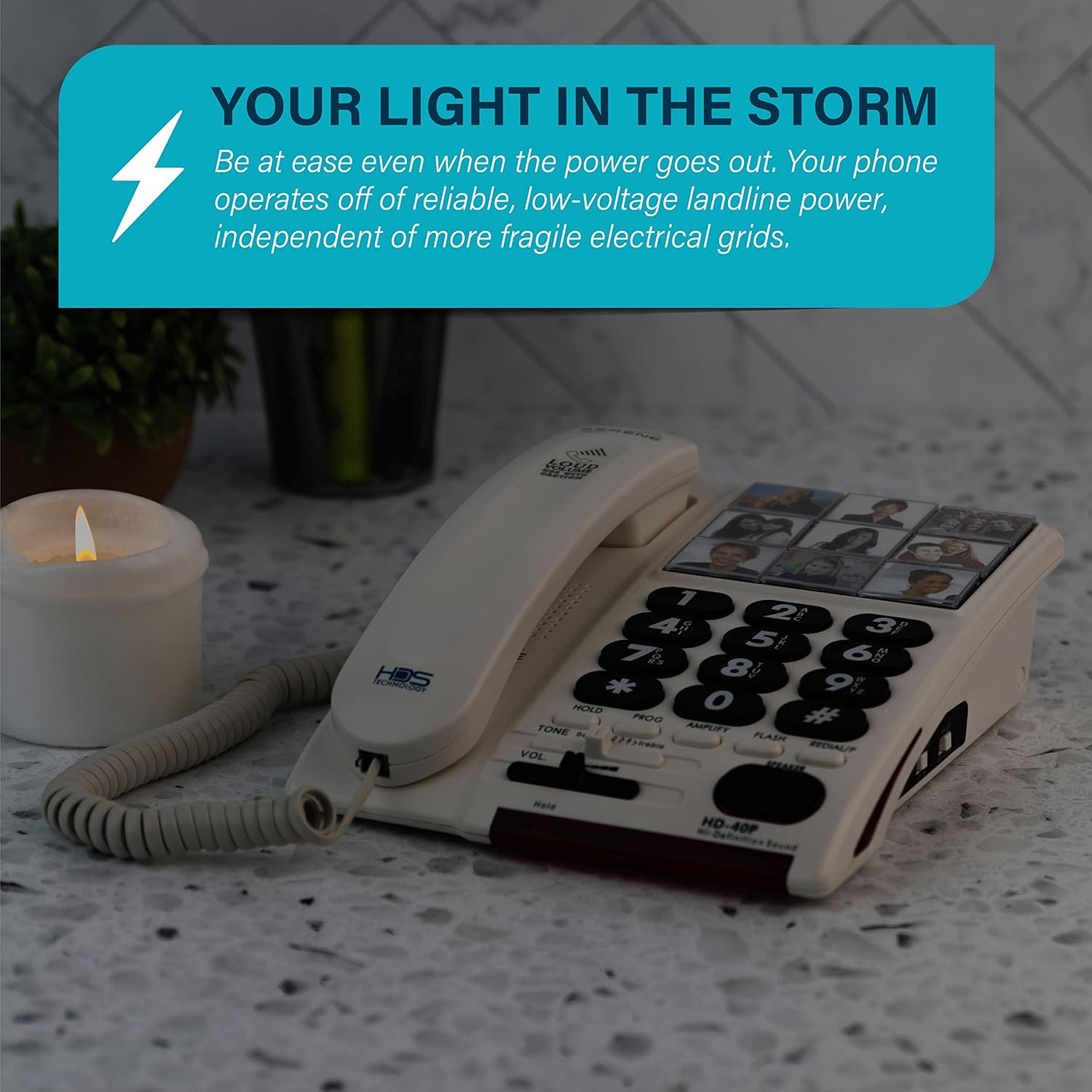 Serene Innovations Amplified Big Button Landline Phone for Seniors, Photo Speed Dial

