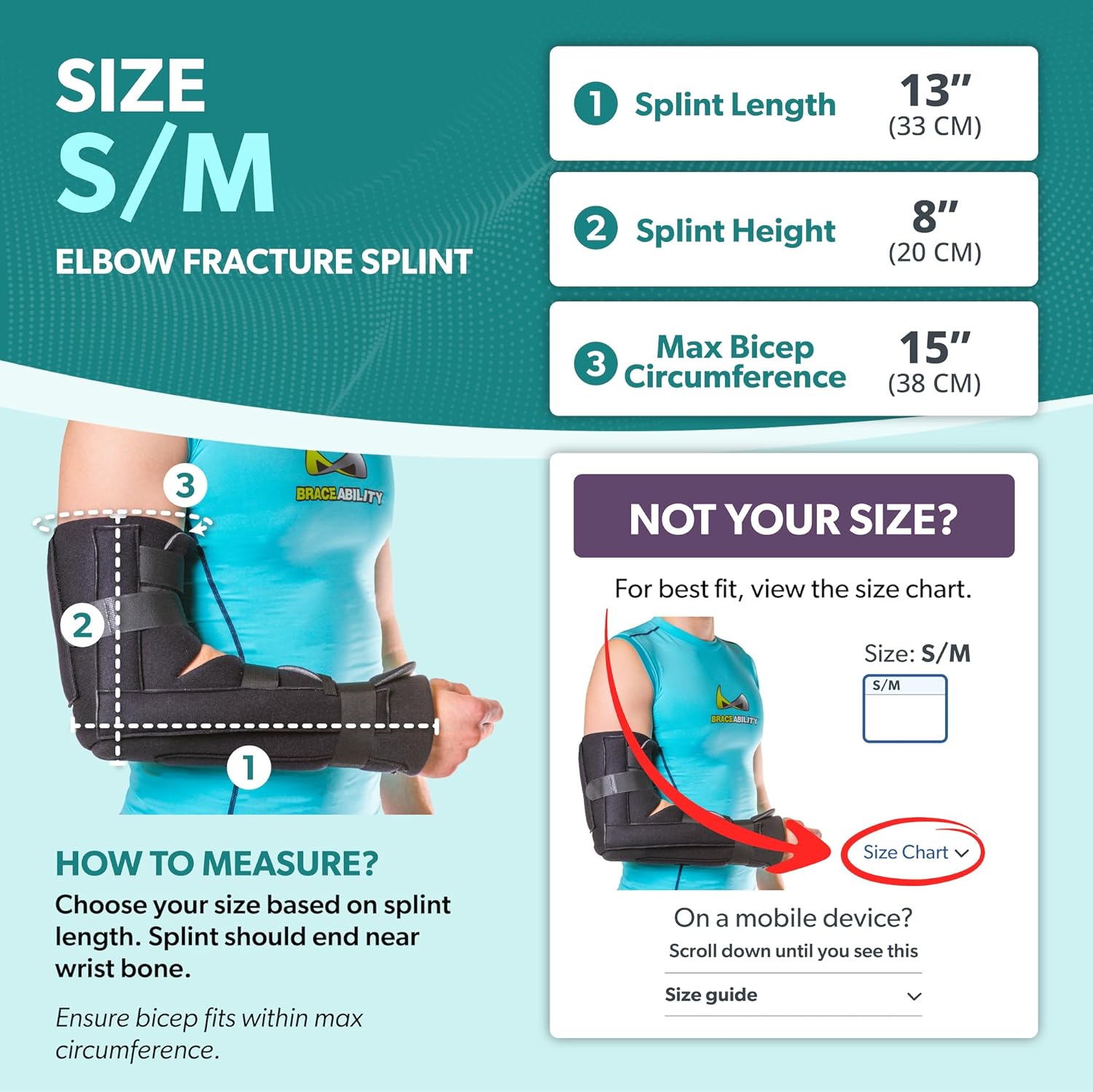 BraceAbility Elbow Immobilizer Brace with Removable Arm Splint for Elbow Injuries

