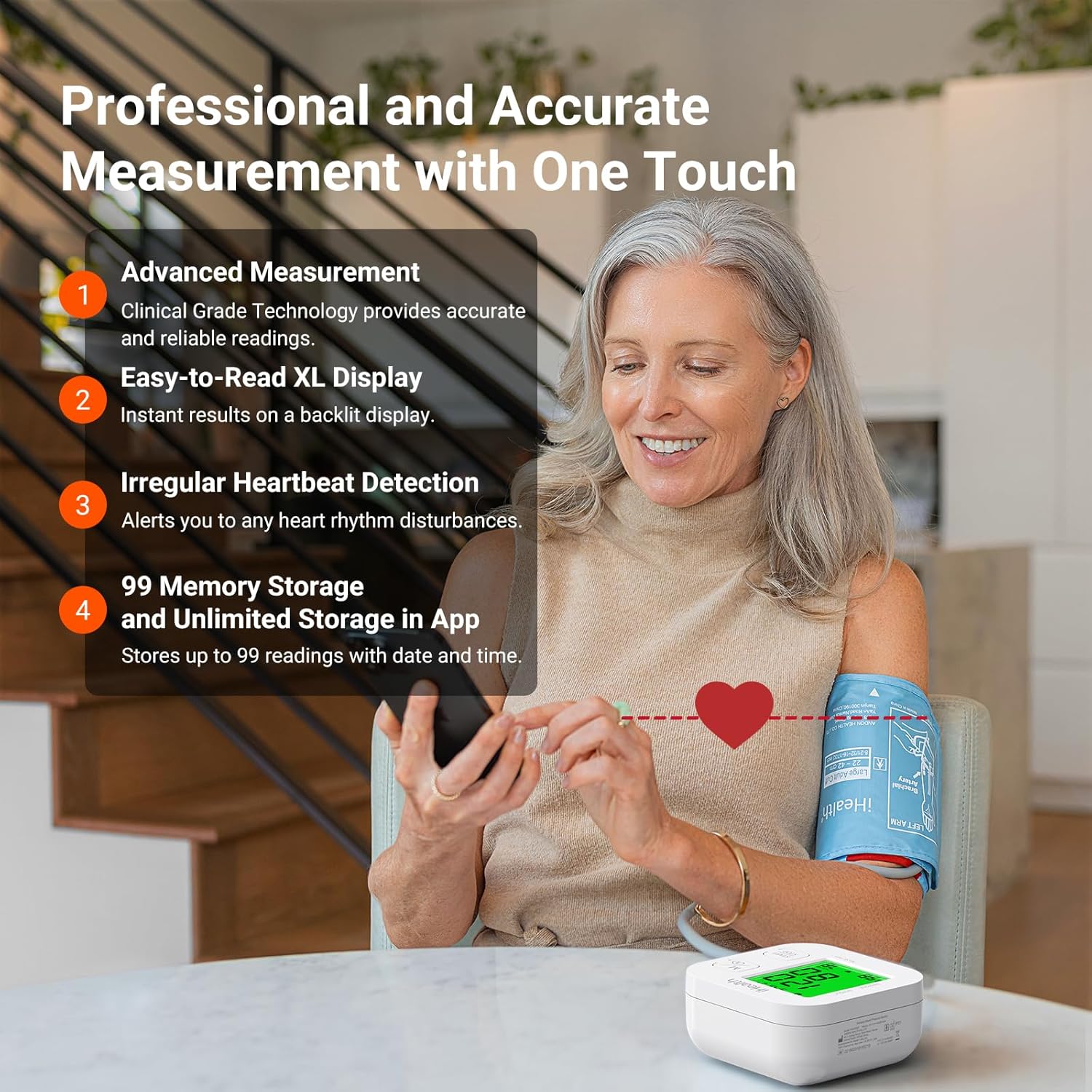 iHealth Track smart upper arm blood pressure monitor with wide range Bluetooth cuff

