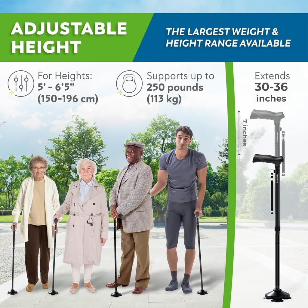 HONEYBULL Foldable Adjustable Walking Cane for Men & Women, All-Terrain Walking Stick

