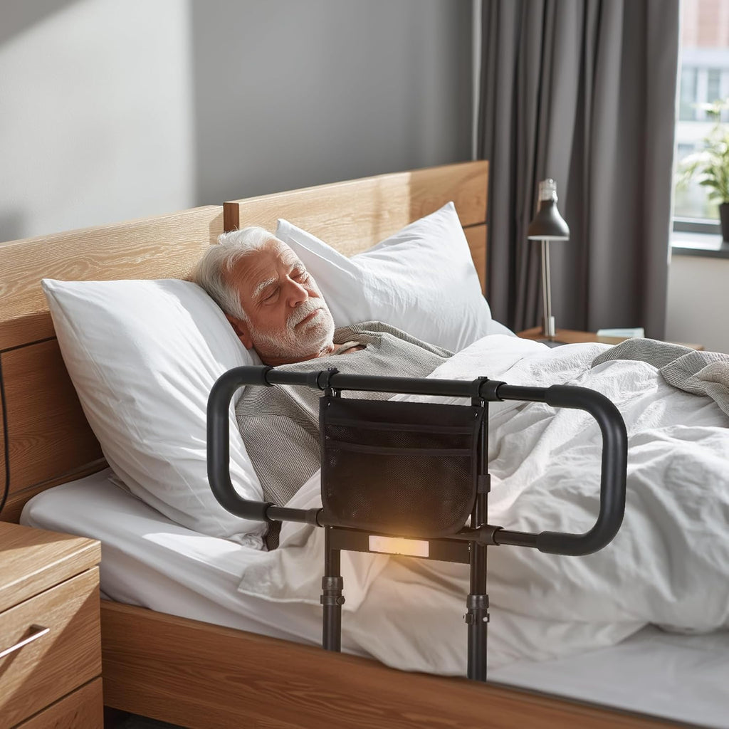 LIUQIBAX Bed Rails for Elderly Adults Safety Grab Bars Motion Sensor Light, 300 lb

