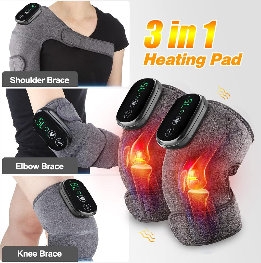 MOAJAZA Heated Knee Massager with Vibration, Cordless Rechargeable Heating Pad

