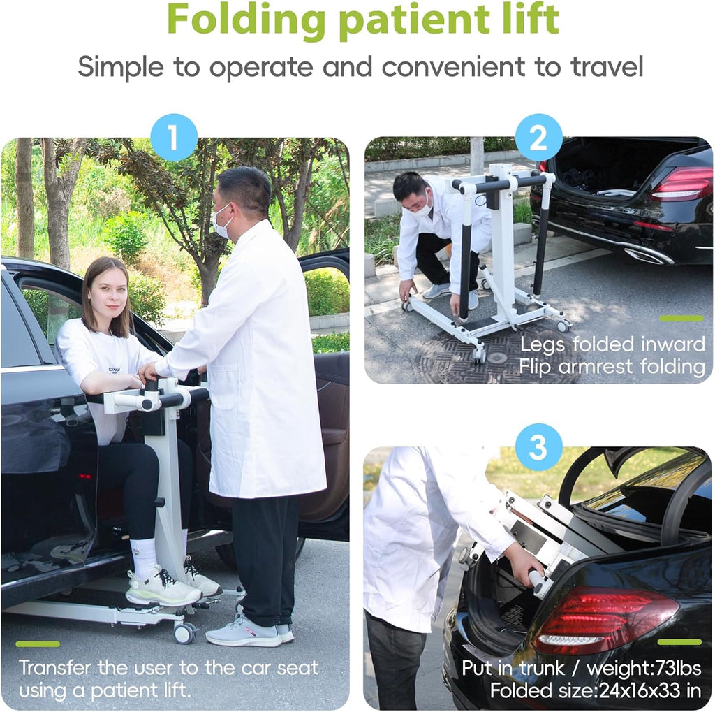 Electric Patient Lift Transfer Chair, Folding Portable Lift for Bathroom and Home


