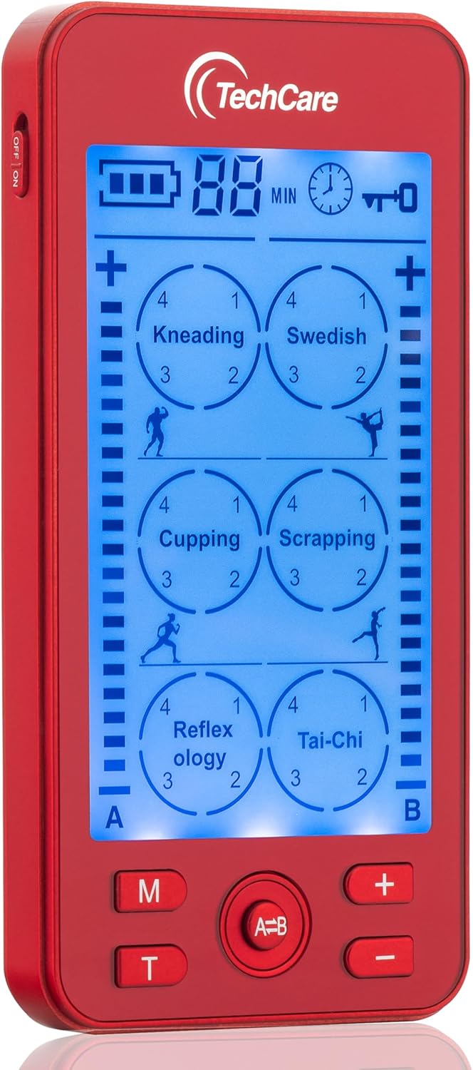 TechCare Tens Unit Plus Rechargeable Pulse Massager, 24 Modes, LCD Timer

