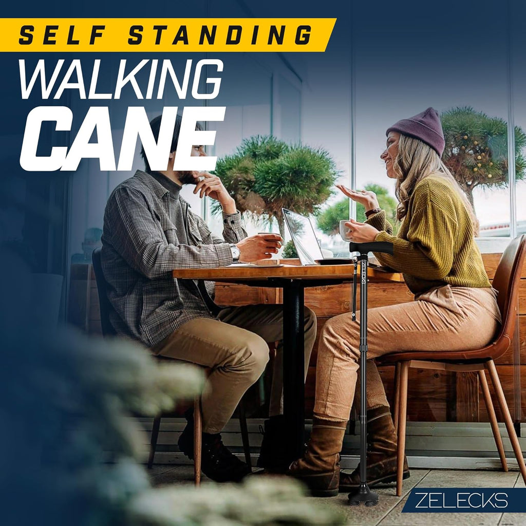 ZELECKS Walking Cane for Women and Men, Adjustable Folding Cane with T Handle

