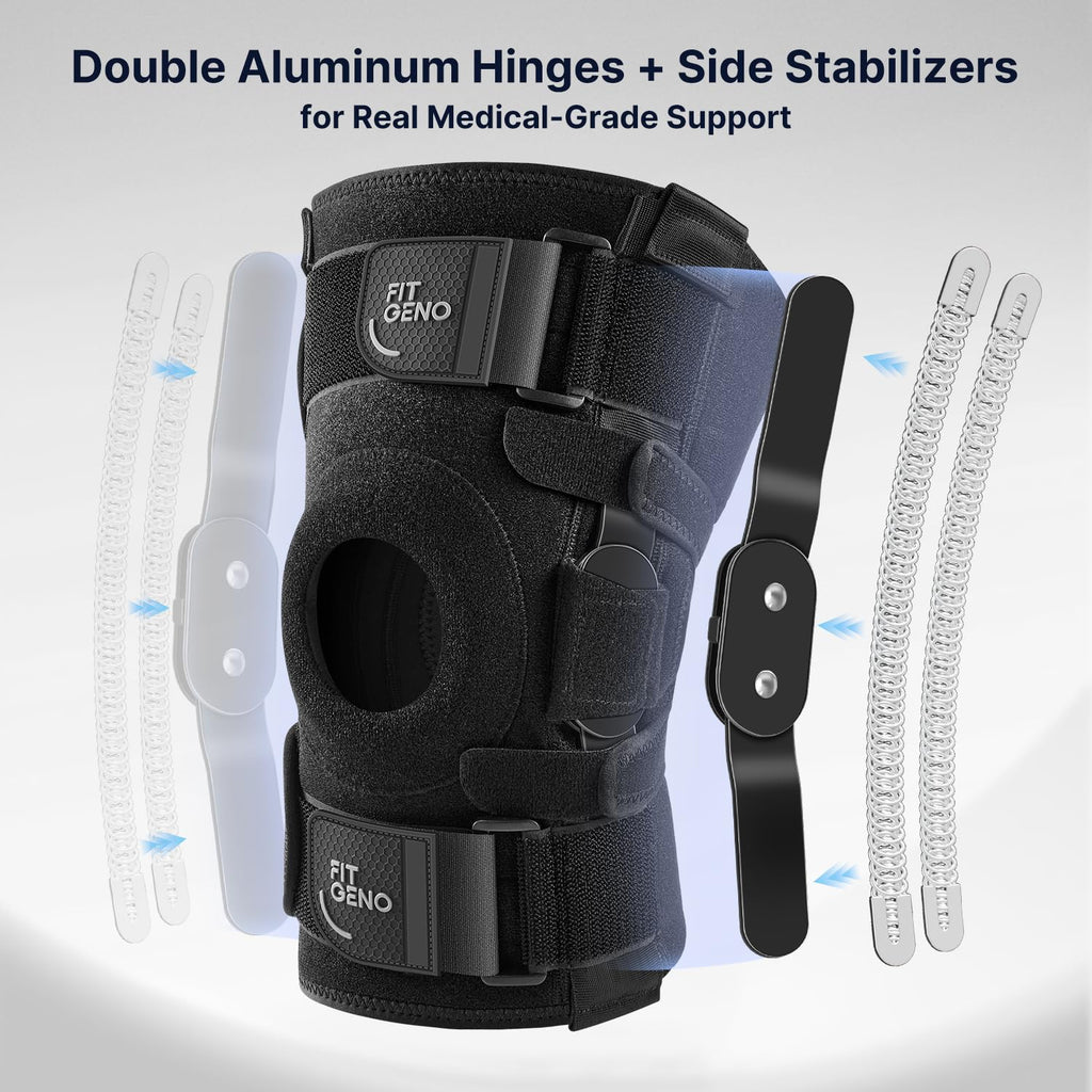 Fit Geno ReActive+ Hinged Knee Brace with Side Stabilizers and Removable Metal Hinges

