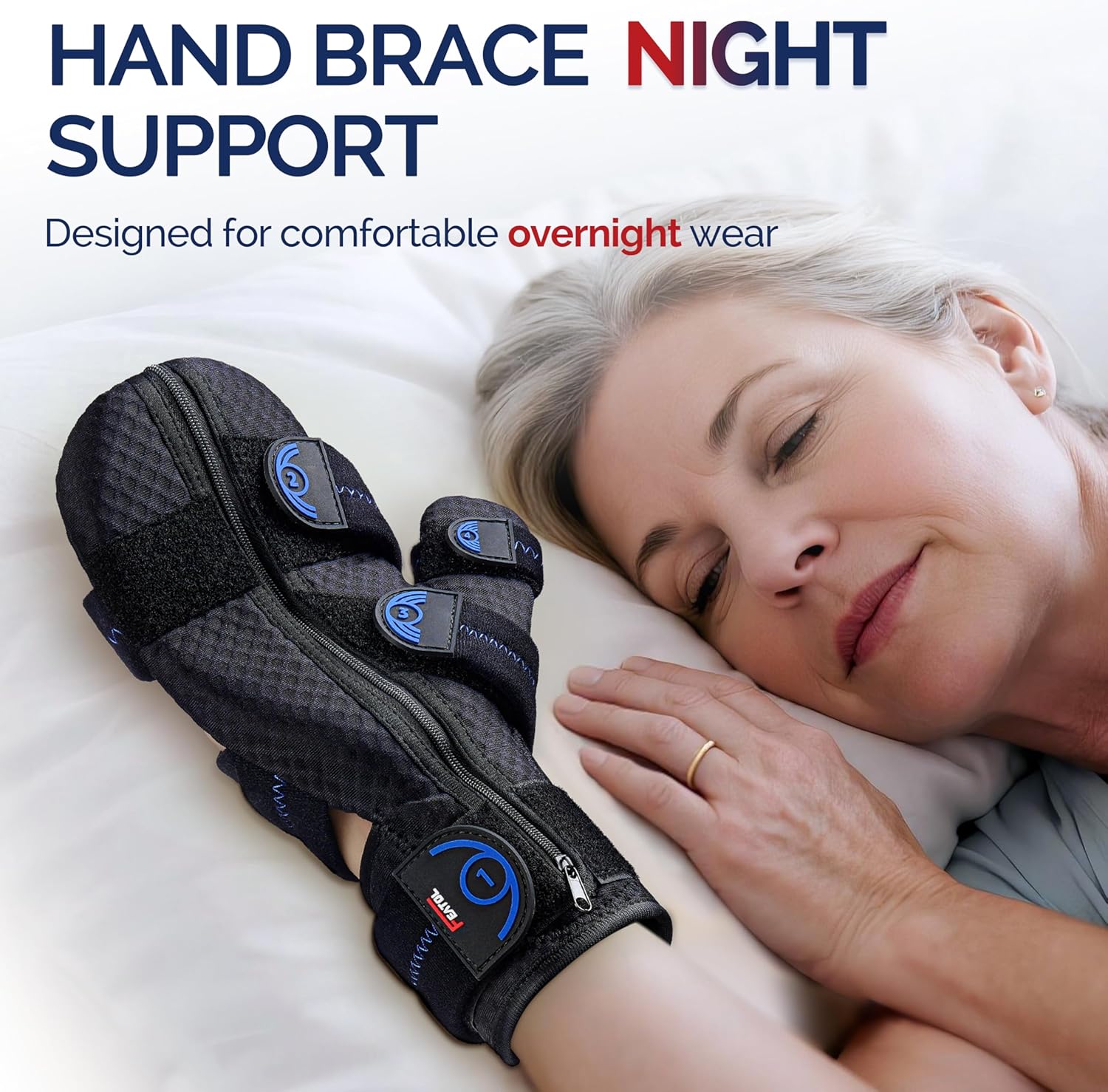 FEATOL Resting Hand Splint with Thumb Support, Adjustable Night Wrist Brace

