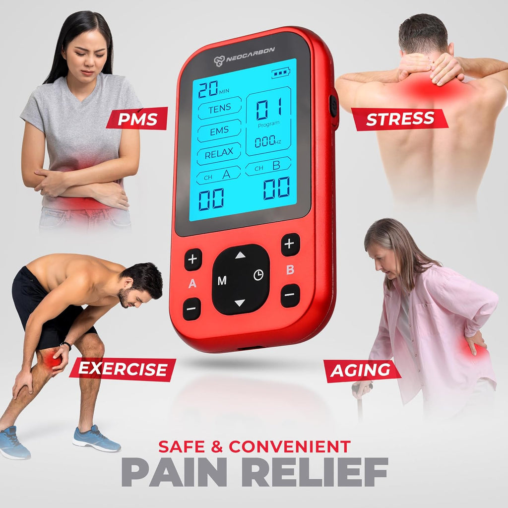 NEOCARBON TENS EMS PMS Muscle Stimulator Pro for Back Pain Relief Rechargeable

