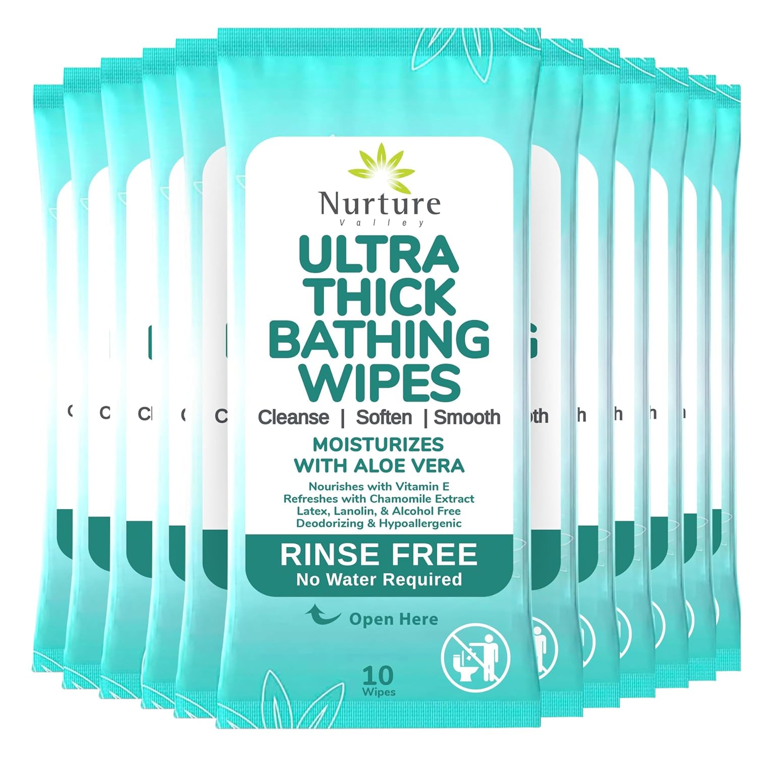 Nurture XL Ultra Thick Body Wipes for Adults with Aloe Vera, No-Rinse Bath Cloths

