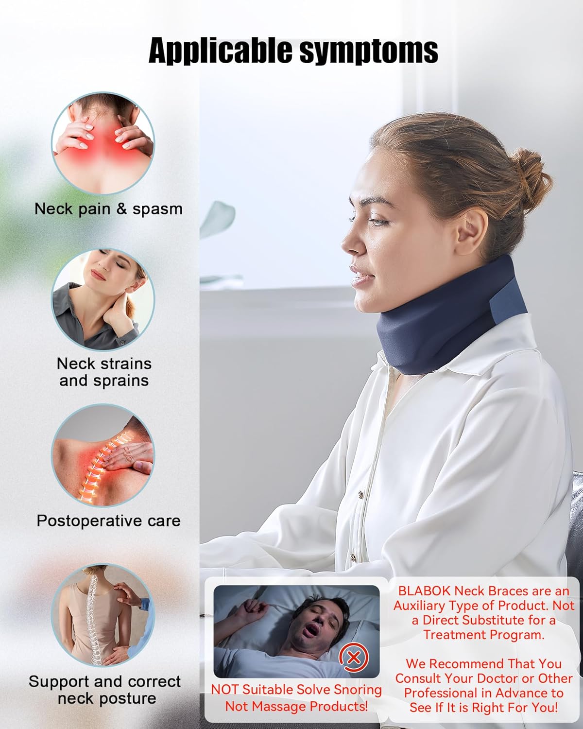 Neck Brace for Sleeping Cervical Collar Support Soft Foam Wrap for Neck Pain Relief

