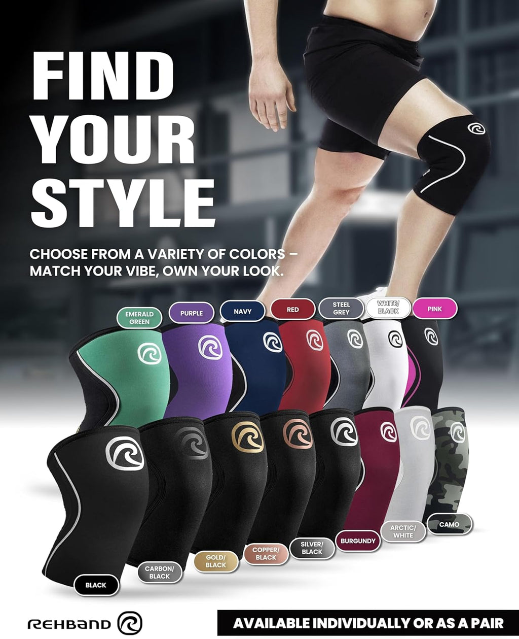 Rehband 5mm Neoprene Knee Compression Sleeve for Weightlifting, Training Support

