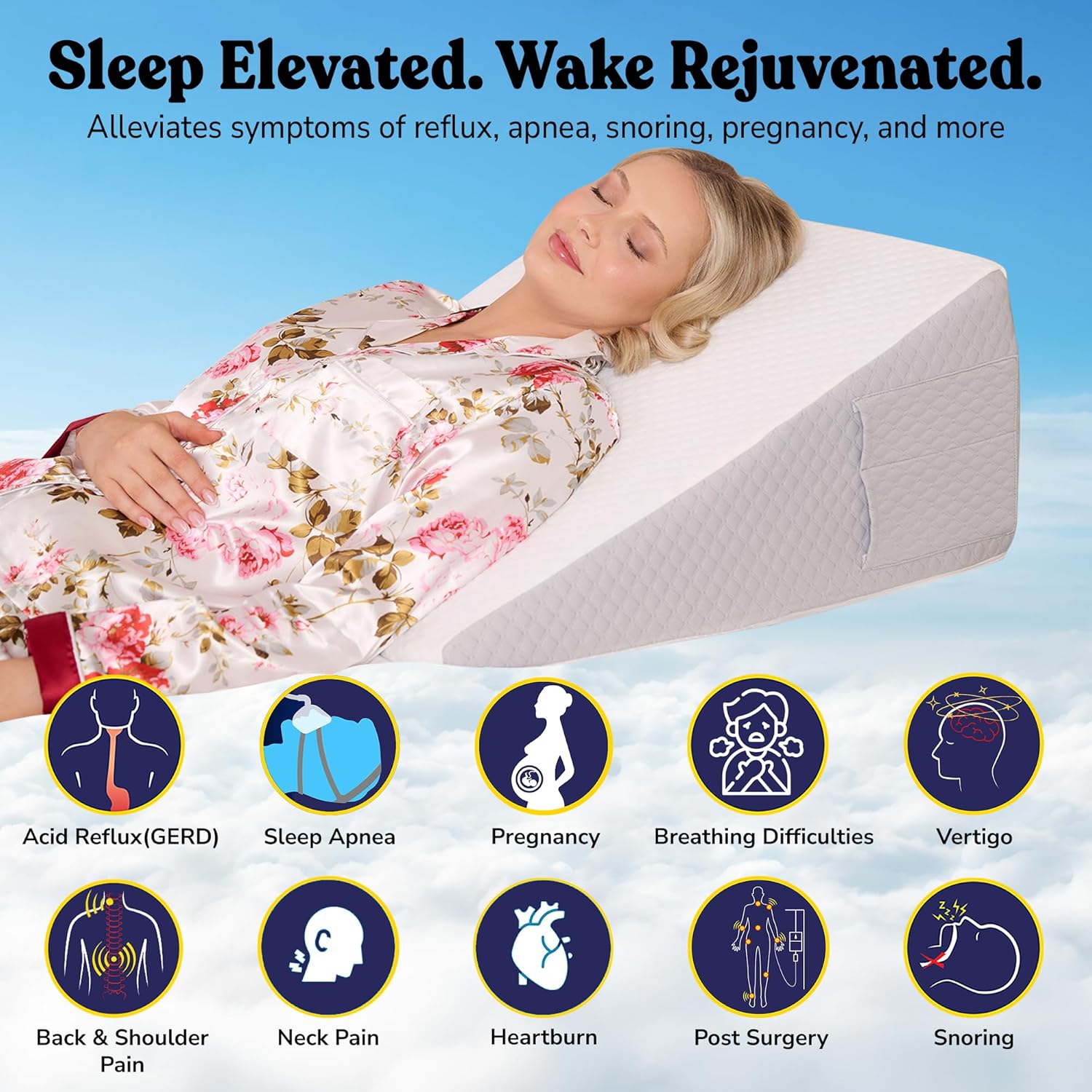 Sleepnitez 3.0 in Memory Foam Incline Pillow for Acid Reflux, Snoring, Sleep Apnea

