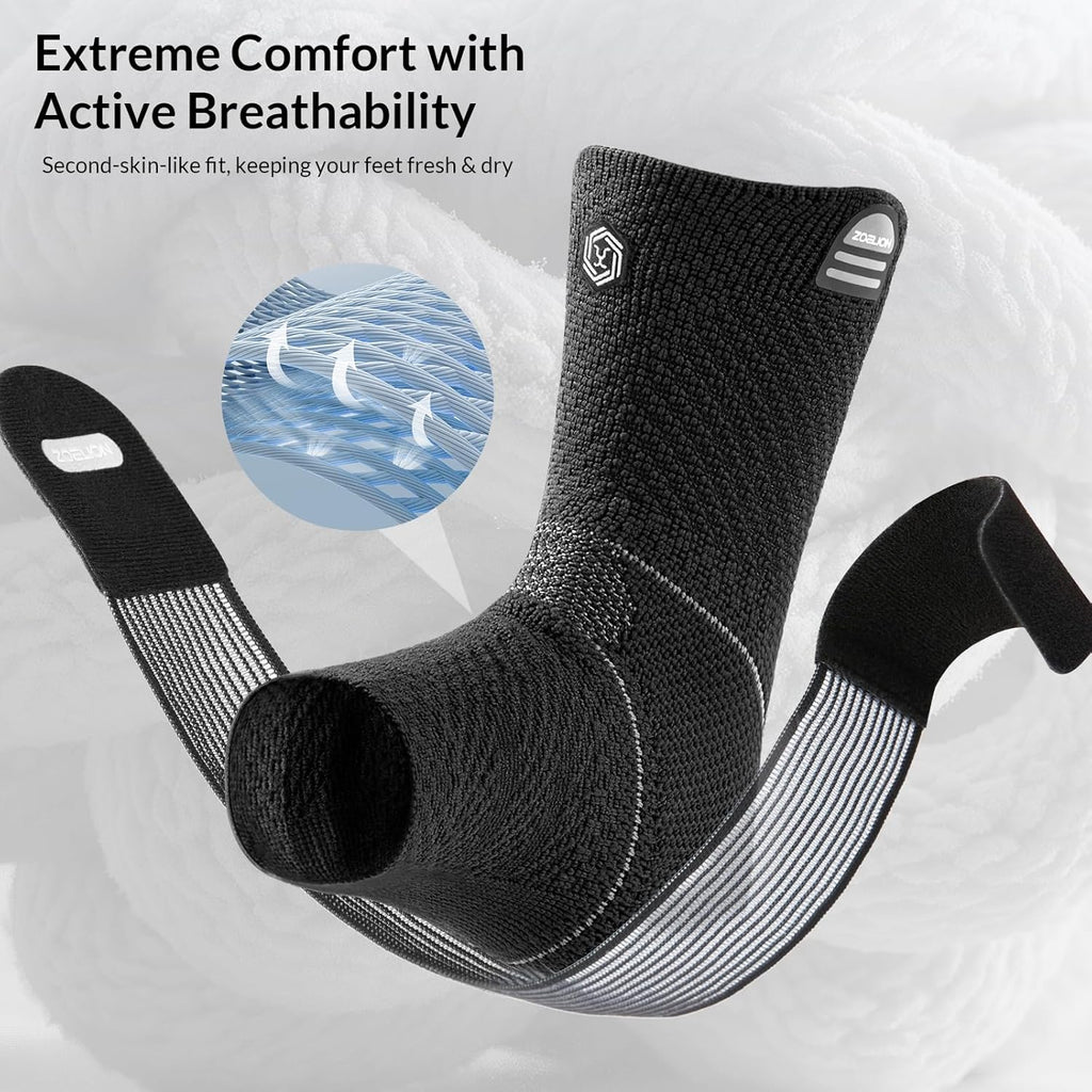 ZOELION Ankle Brace Compression Sleeve with Removable Fishnet Strap for Plantar Fasciitis


