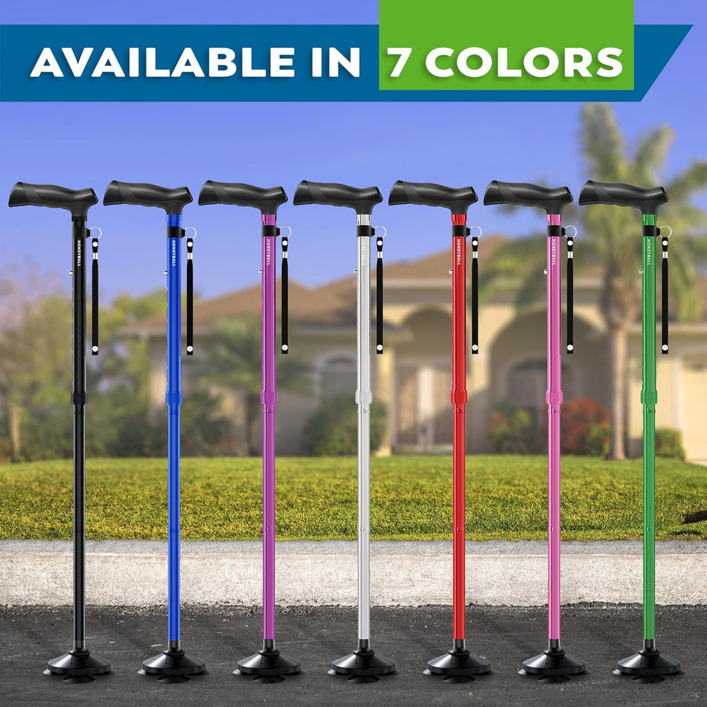 HONEYBULL Foldable Adjustable Walking Cane for Men & Women, All-Terrain Walking Stick

