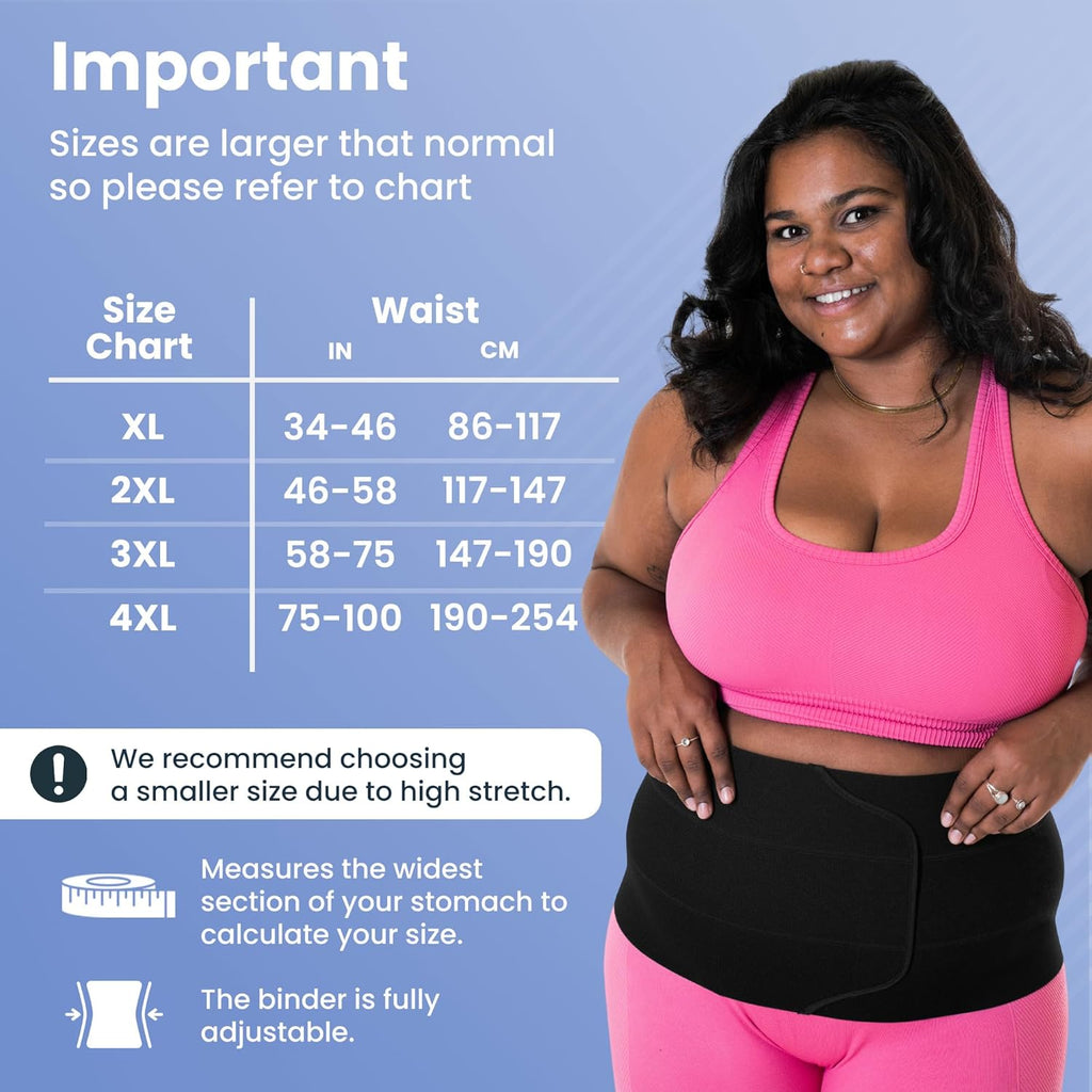 QORE LOGIQ Plus Size Abdominal Binder Post Surgery 12 in Compression Wrap

