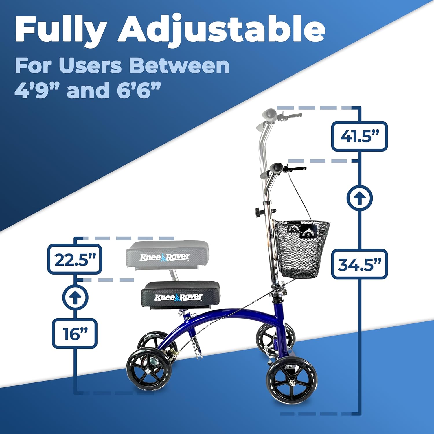 KneeRover Deluxe Steerable Knee Walker KneeCycle Foldable Mobility Aid Scooter

