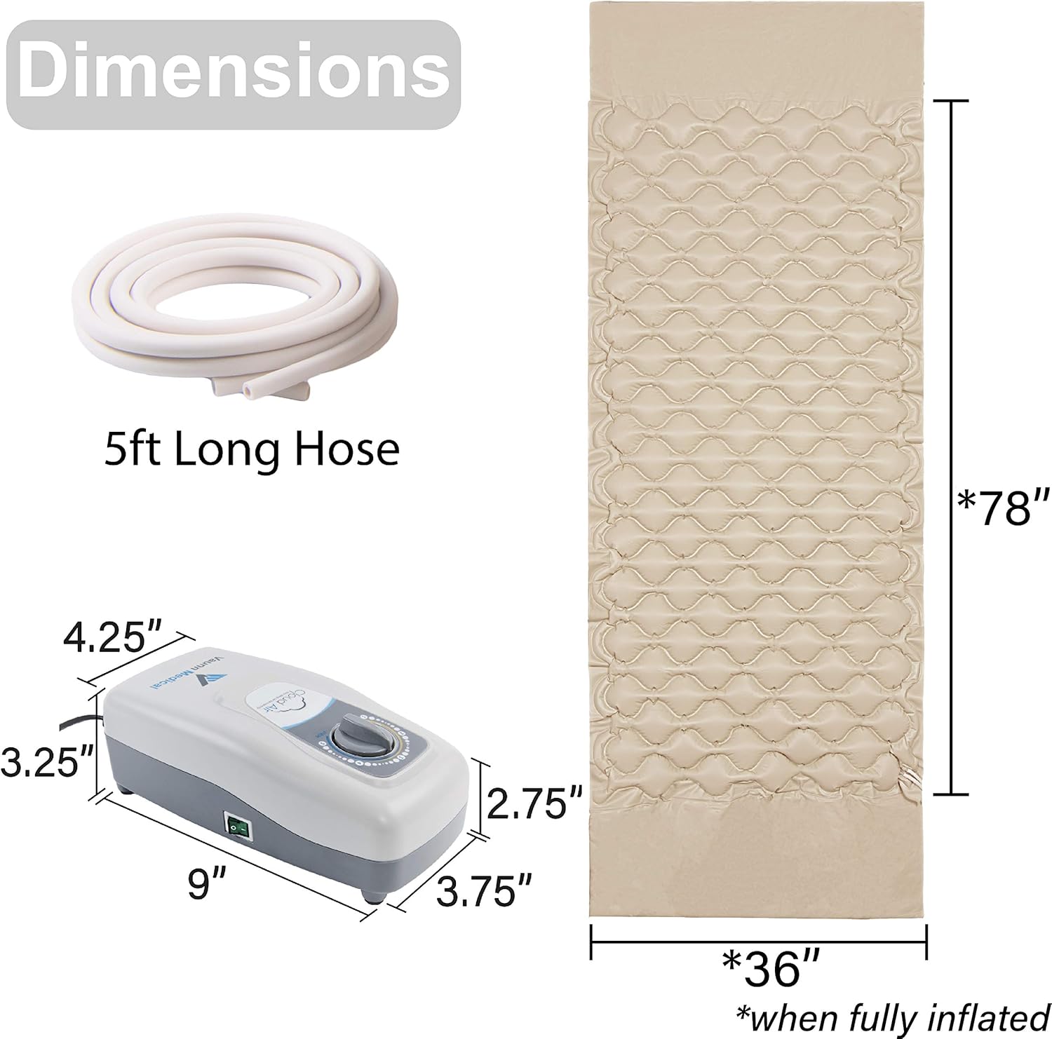 Vaunn Medical Cloud Air alternating pressure mattress topper with pump


