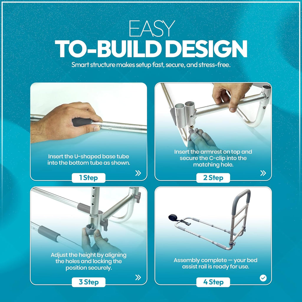Adjustable Bed Rail for Seniors, Non-Slip Handle Safety Bed Assist for Elderly

