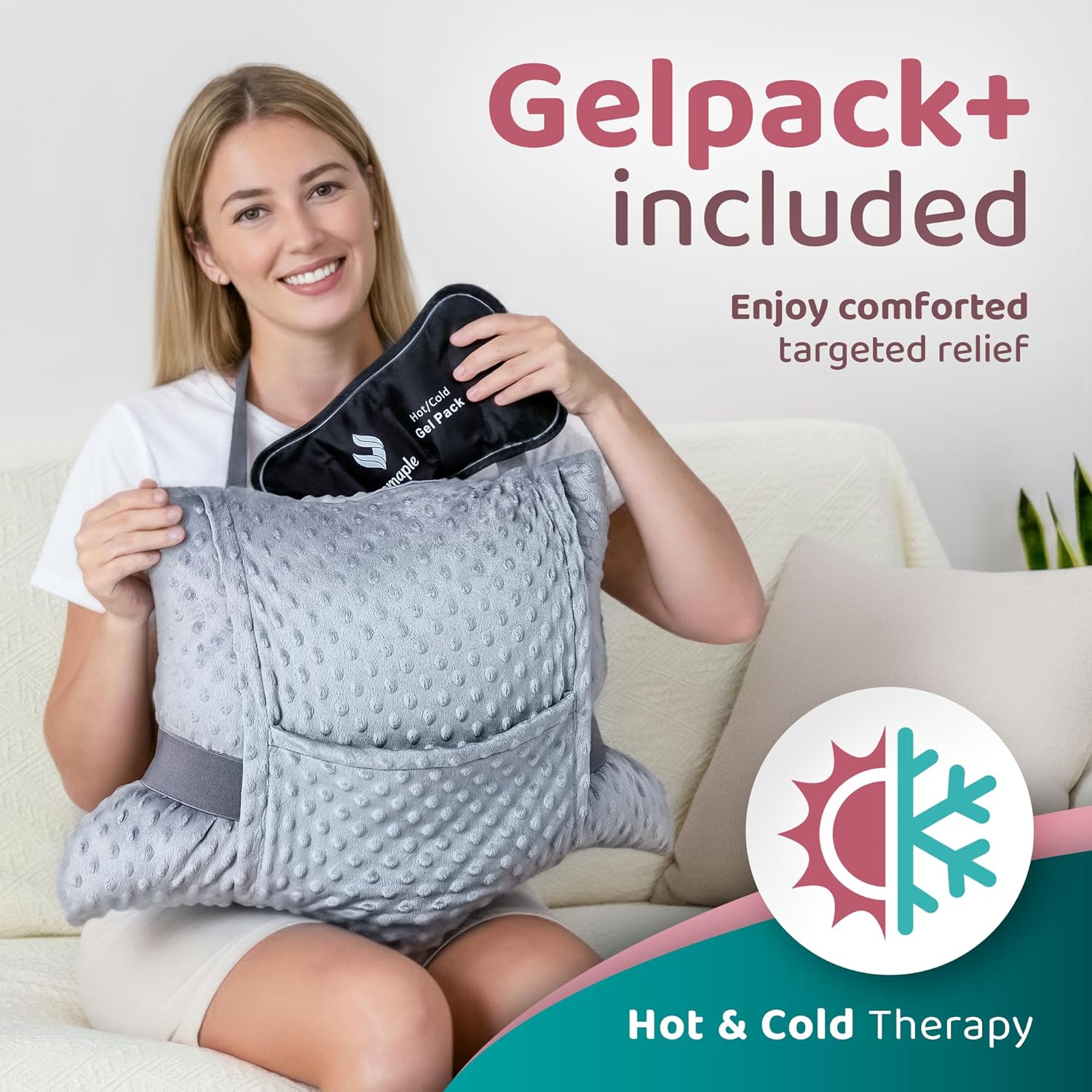 Zomaple Recovery Hysterectomy Pillow with Strap, Gel Pack & Lumbar Support

