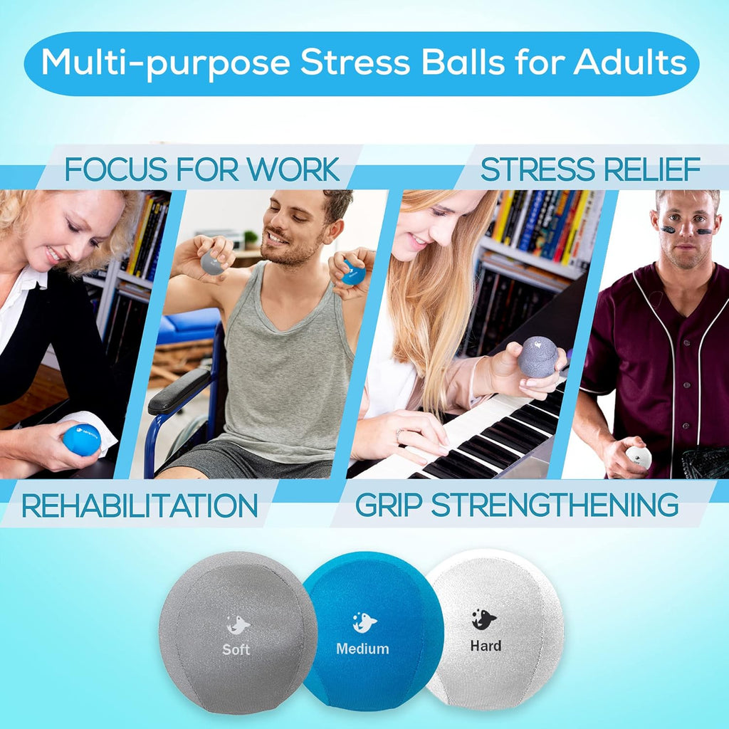 Serenilite Tri-Density Hand Therapy Stress Ball Bundle for Grip Strengthening

