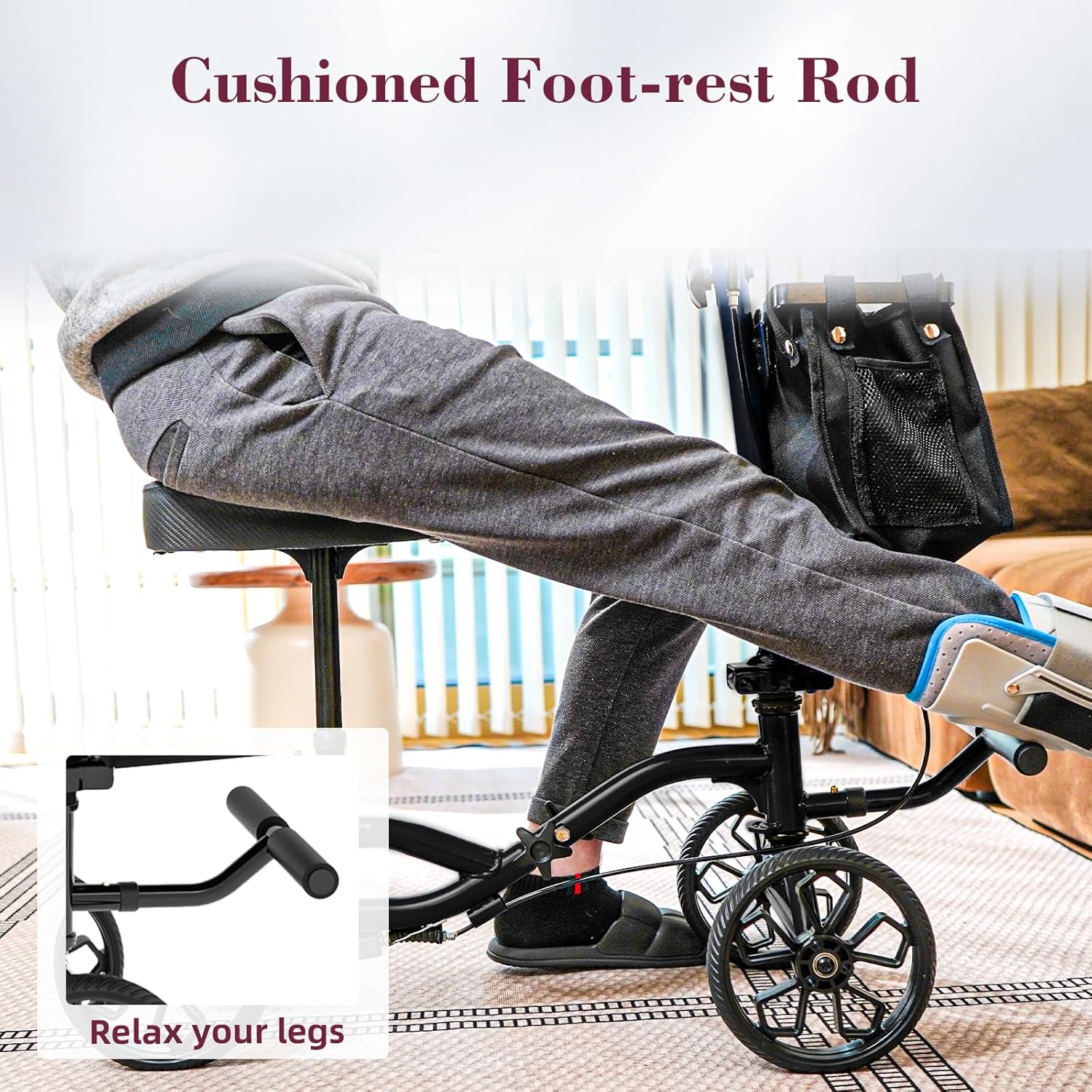 Lightweight Knee Scooter Walker, Foldable Adjustable for Foot Surgery, Detachable Basket

