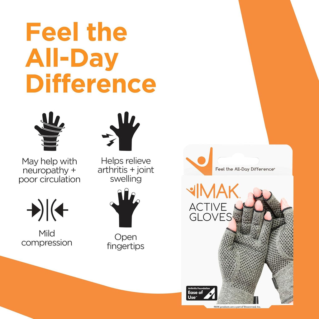 Brownmed IMAK Compression Active Fingerless Gloves for Arthritis & Circulation Support

