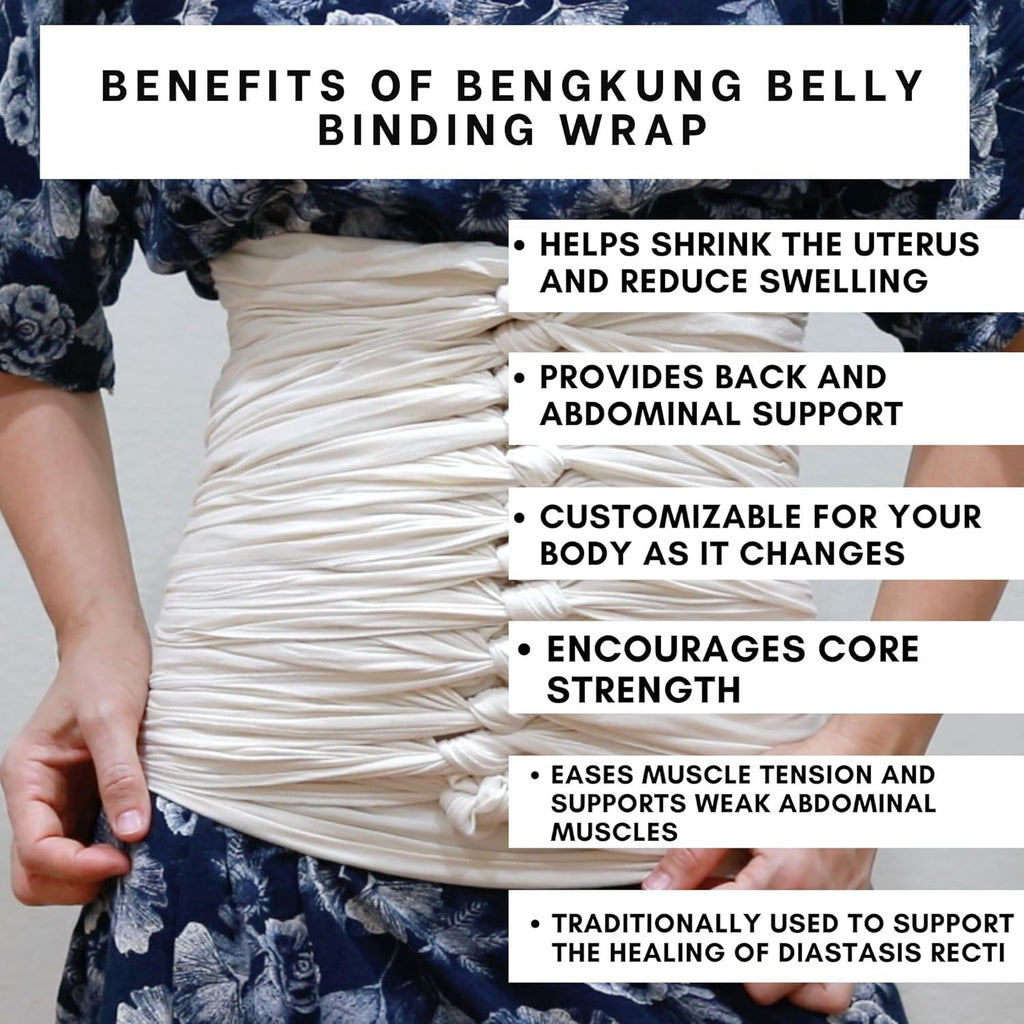 SageAbay Bengkung Belly Binding Wrap Organic Cotton Postpartum Belly Band

