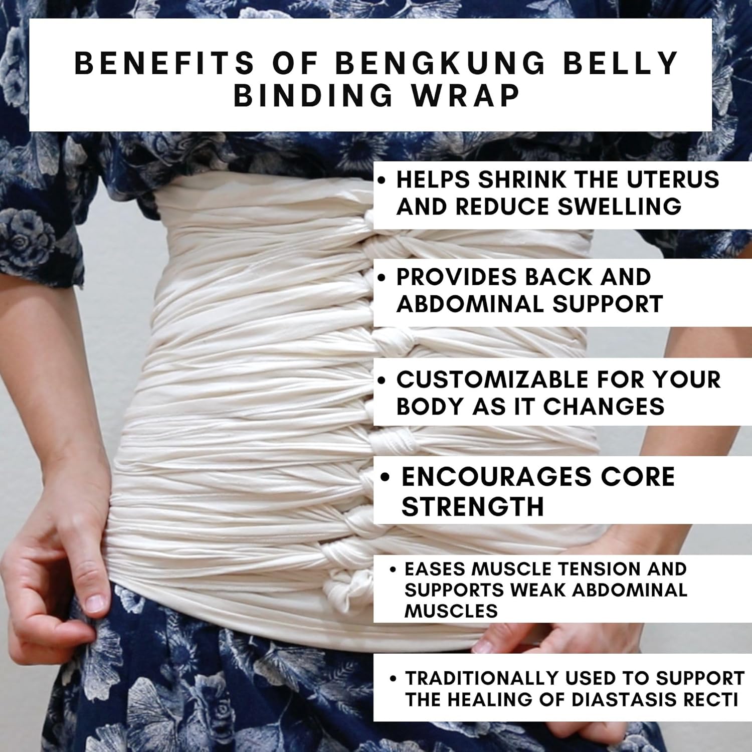 SageAbay Bengkung Belly Binding Wrap Organic Cotton Postpartum Belly Band

