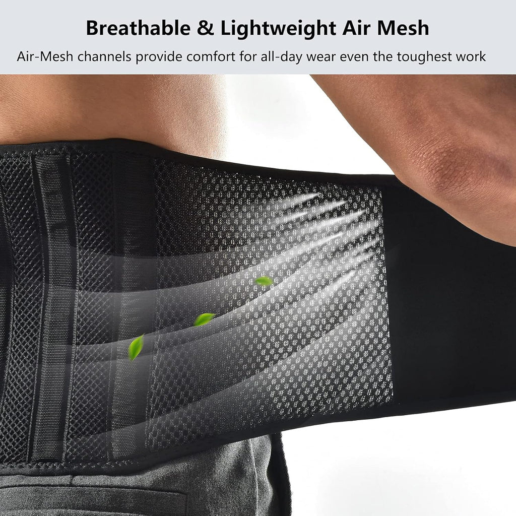 Freetoo Air Mesh Lower Back Brace with 7 Stays, Anti-Skid Lumbar Support Belt

