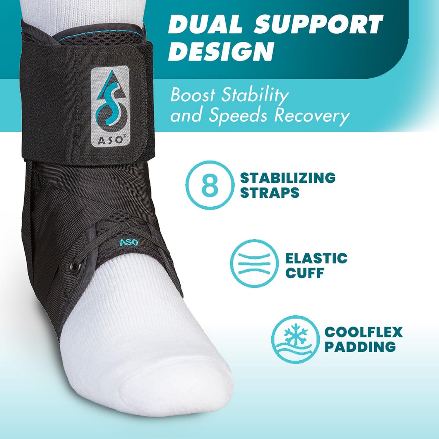 Med Spec ASO Lace-Up Ankle Stabilizer Brace for Sprains and Peroneal Tendonitis

