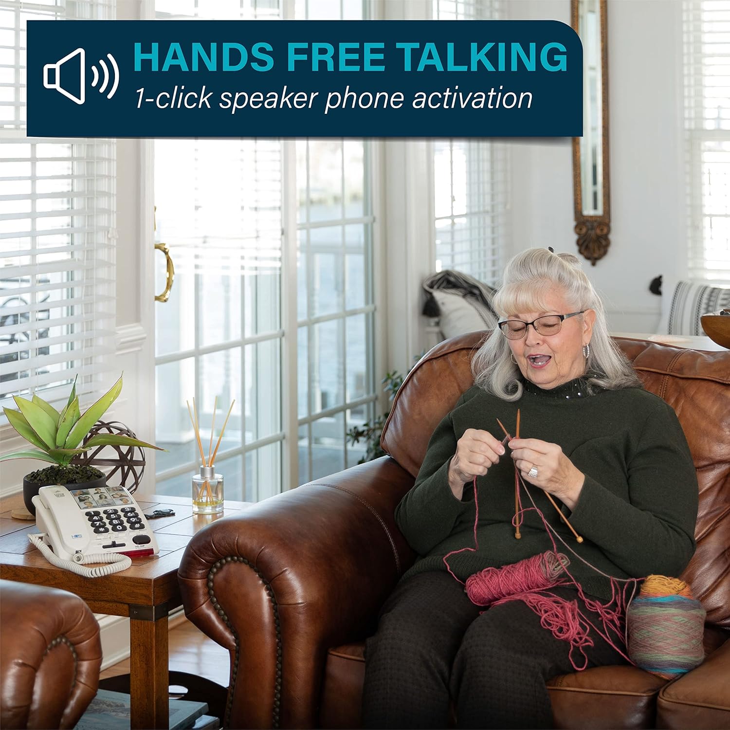 Serene Innovations Amplified Big Button Landline Phone for Seniors, Photo Speed Dial

