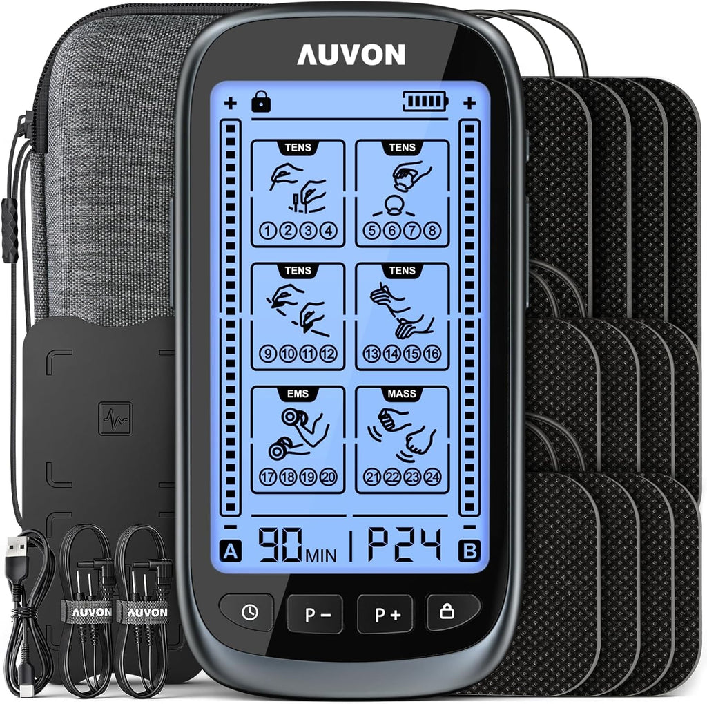 AUVON 3-in-1 TENS EMS Relax Muscle Stimulator for Pain Relief Therapy

