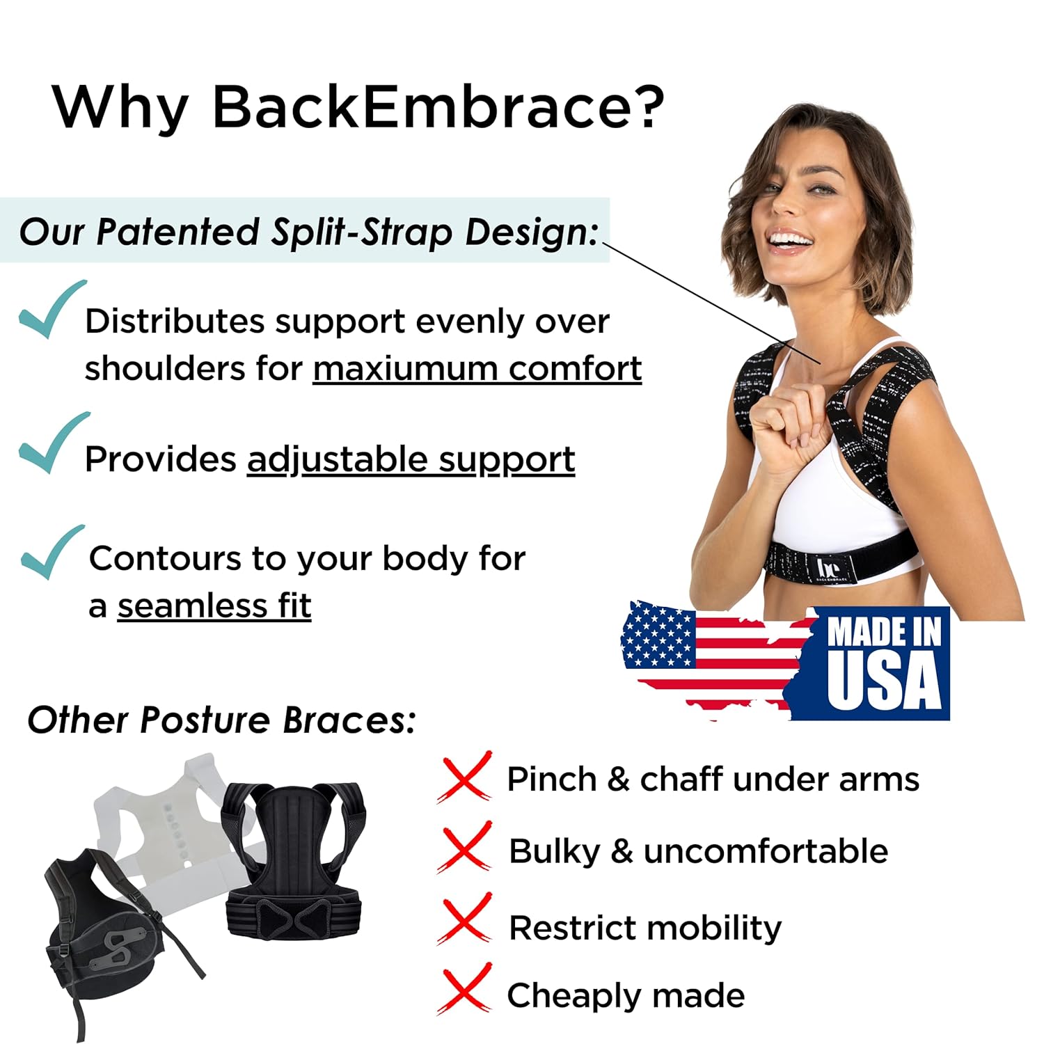 BackEmbrace Posture Corrector Posture Brace for Men and Women, Adjustable Shoulder

