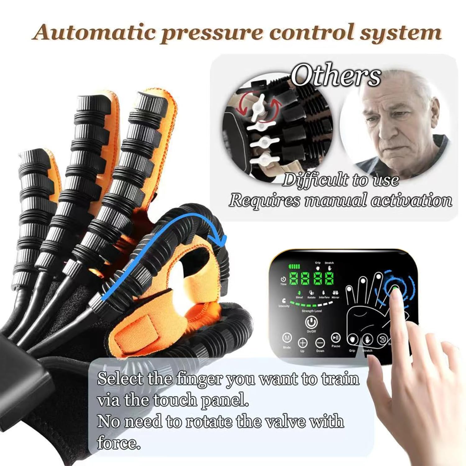 8th Gen Stroke Rehabilitation Robot Glove, Hand Therapy Device with 4 Modes

