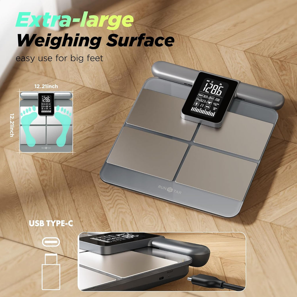 RunStar Smart Body Composition Scale with 8 Electrodes, BMI & Fat Measurement

