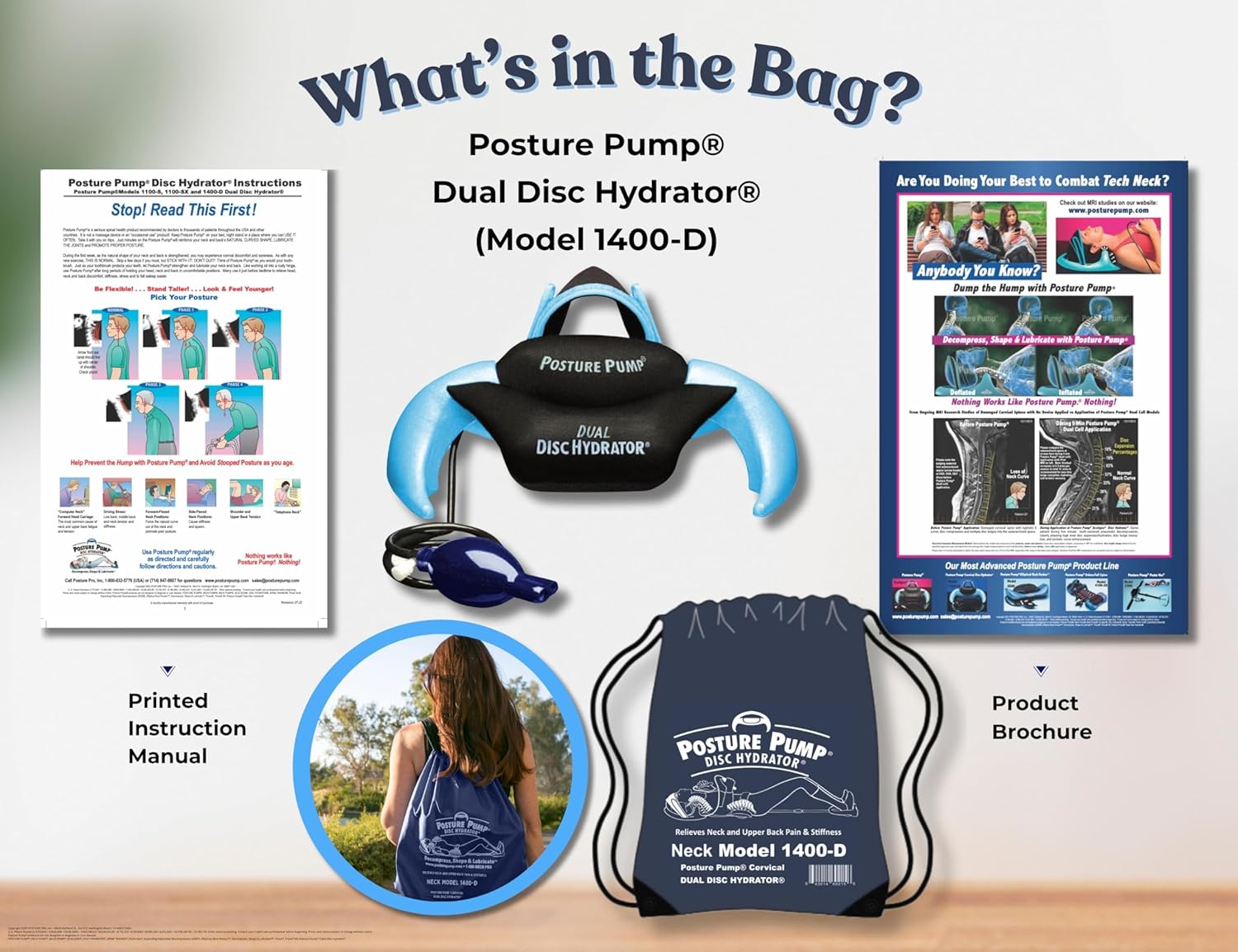 Posture Pump Dual Disc Hydrator Cervical Traction Device for Neck Decompression

