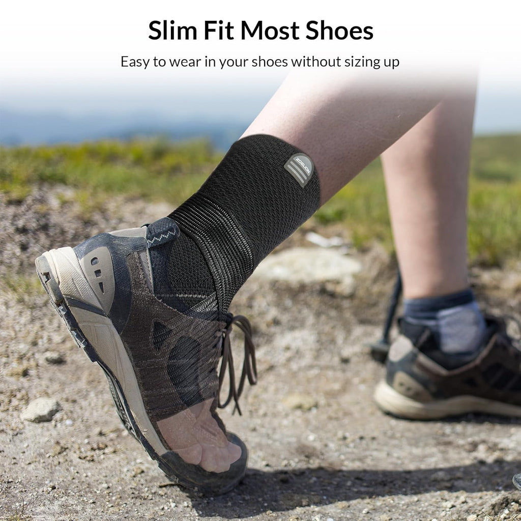 ZOELION Ankle Brace Compression Sleeve with Removable Fishnet Strap for Plantar Fasciitis

