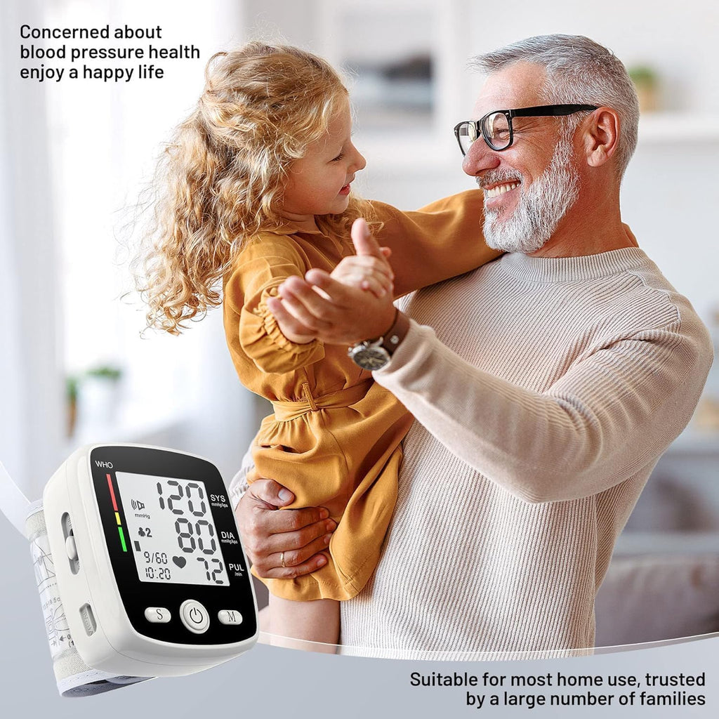 Digital Wrist Blood Pressure Monitor, Automatic BP Cuff, USB Rechargeable, 180 Memory

